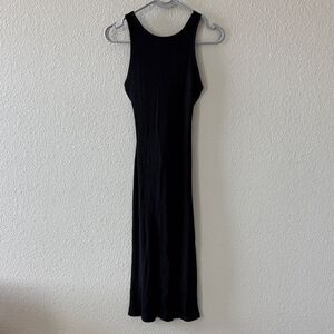 H&M Black Ribbed Midi Dress sz Small
